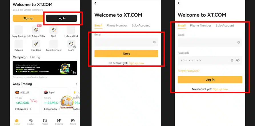 ورود به صرافی ایکس تی
