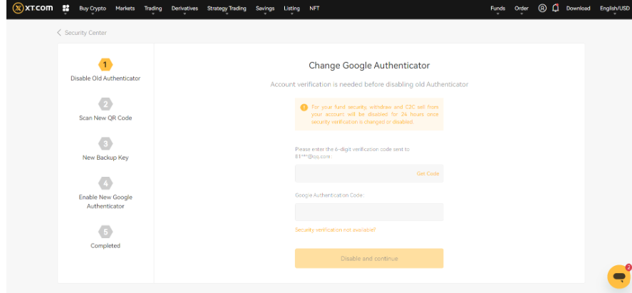 مراحل پنج گانه تغییر Google Authenticator در XT به همراه هشدار ۲۴ ساعته