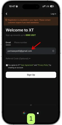 ثبت نام صرافی XT
